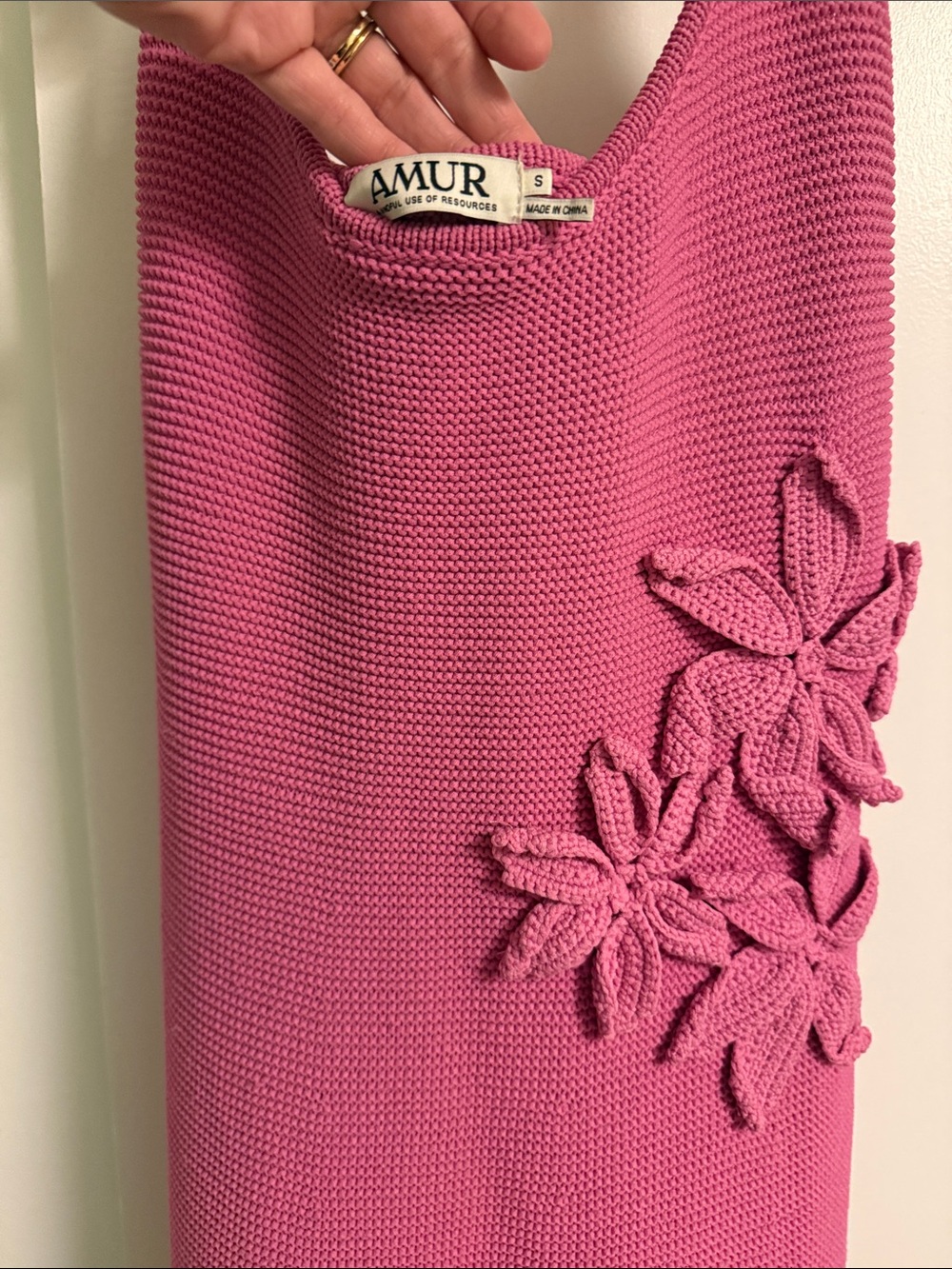 AMUR Hot Pink Floral-Appliqué Knit Dress - Picture 4 of 6
